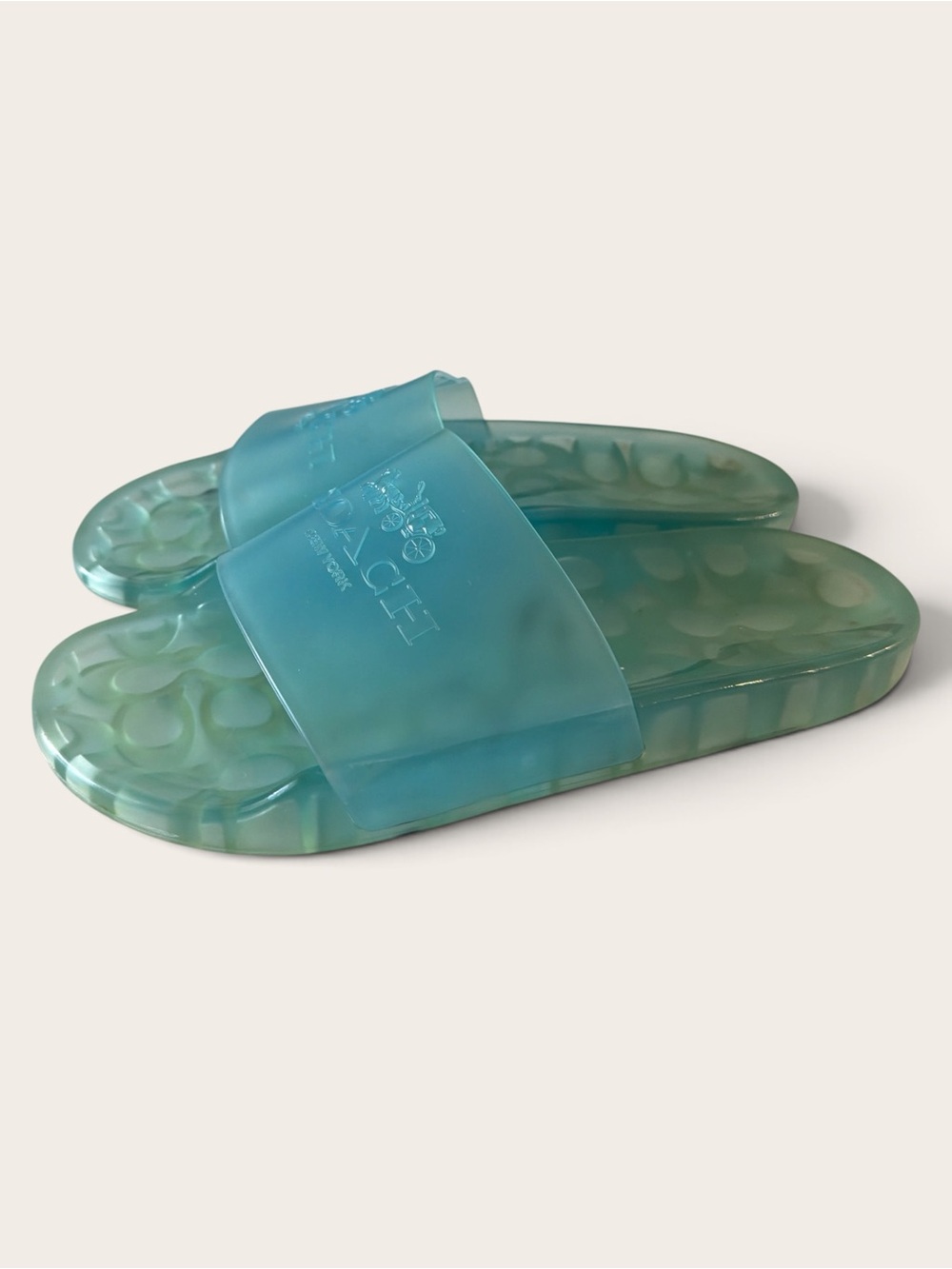 Coach Teal Green Jelly Slide Sandals